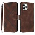 For iPhone 14 Pro Max Line Pattern Skin Feel Leather Phone Case(Coffee) - 1