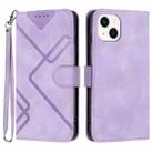 For iPhone 13 Line Pattern Skin Feel Leather Phone Case(Light Purple) - 1