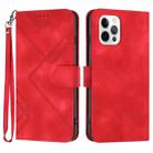 For iPhone 13 Pro Line Pattern Skin Feel Leather Phone Case(Red) - 1