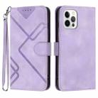 For iPhone 13 Pro Line Pattern Skin Feel Leather Phone Case(Light Purple) - 1