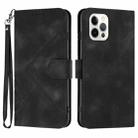 For iPhone 13 Pro Max Line Pattern Skin Feel Leather Phone Case(Black) - 1