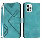 For iPhone 13 Pro Max Line Pattern Skin Feel Leather Phone Case(Light Blue) - 1