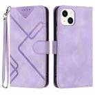 For iPhone 13 mini Line Pattern Skin Feel Leather Phone Case(Light Purple) - 1