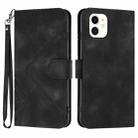 For iPhone 12 mini Line Pattern Skin Feel Leather Phone Case(Black) - 1