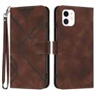 For iPhone 12 mini Line Pattern Skin Feel Leather Phone Case(Coffee) - 1