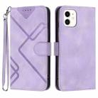 For iPhone 12 mini Line Pattern Skin Feel Leather Phone Case(Light Purple) - 1