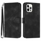 For iPhone 12 / 12 Pro Line Pattern Skin Feel Leather Phone Case(Black) - 1