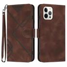 For iPhone 12 Pro Max Line Pattern Skin Feel Leather Phone Case(Coffee) - 1