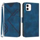 For iPhone 11 Line Pattern Skin Feel Leather Phone Case(Royal Blue) - 1