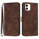 For iPhone 11 Line Pattern Skin Feel Leather Phone Case(Coffee) - 1