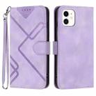 For iPhone 11 Line Pattern Skin Feel Leather Phone Case(Light Purple) - 1
