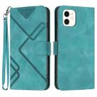 For iPhone 11 Line Pattern Skin Feel Leather Phone Case(Light Blue) - 1