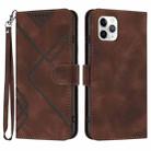 For iPhone 11 Pro Line Pattern Skin Feel Leather Phone Case(Coffee) - 1