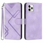 For iPhone 11 Pro Line Pattern Skin Feel Leather Phone Case(Light Purple) - 1