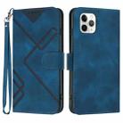 For iPhone 11 Pro Max Line Pattern Skin Feel Leather Phone Case(Royal Blue) - 1