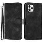 For iPhone 11 Pro Max Line Pattern Skin Feel Leather Phone Case(Black) - 1