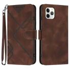 For iPhone 11 Pro Max Line Pattern Skin Feel Leather Phone Case(Coffee) - 1