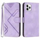 For iPhone 11 Pro Max Line Pattern Skin Feel Leather Phone Case(Light Purple) - 1