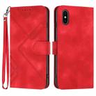 For iPhone XS Max Line Pattern Skin Feel Leather Phone Case(Red) - 1