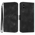 For iPhone XS Max Line Pattern Skin Feel Leather Phone Case(Black) - 1