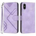 For iPhone XS Max Line Pattern Skin Feel Leather Phone Case(Light Purple) - 1
