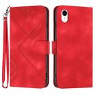 For iPhone XR Line Pattern Skin Feel Leather Phone Case(Red) - 1