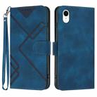 For iPhone XR Line Pattern Skin Feel Leather Phone Case(Royal Blue) - 1