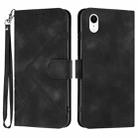 For iPhone XR Line Pattern Skin Feel Leather Phone Case(Black) - 1