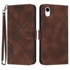 For iPhone XR Line Pattern Skin Feel Leather Phone Case(Coffee) - 1