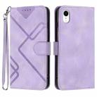 For iPhone XR Line Pattern Skin Feel Leather Phone Case(Light Purple) - 1