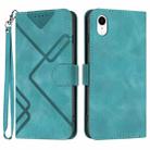 For iPhone XR Line Pattern Skin Feel Leather Phone Case(Light Blue) - 1