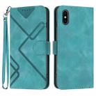 For iPhone X / XS Line Pattern Skin Feel Leather Phone Case(Light Blue) - 1