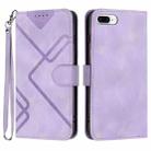For iPhone 6 Plus/7 Plus/8 Plus Line Pattern Skin Feel Leather Phone Case(Light Purple) - 1