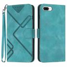 For iPhone 6 Plus/7 Plus/8 Plus Line Pattern Skin Feel Leather Phone Case(Light Blue) - 1