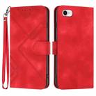 For iPhone 6/7/8/SE 2020/SE 2022 Line Pattern Skin Feel Leather Phone Case(Red) - 1