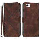 For iPhone 6/7/8/SE 2020/SE 2022 Line Pattern Skin Feel Leather Phone Case(Coffee) - 1