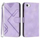 For iPhone 6/7/8/SE 2020/SE 2022 Line Pattern Skin Feel Leather Phone Case(Light Purple) - 1