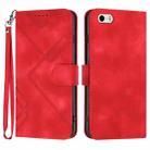 For iPhone 5s / SE Line Pattern Skin Feel Leather Phone Case(Red) - 1