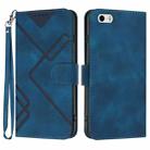 For iPhone 5s / SE Line Pattern Skin Feel Leather Phone Case(Royal Blue) - 1