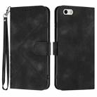 For iPhone 5s / SE Line Pattern Skin Feel Leather Phone Case(Black) - 1