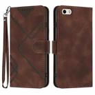 For iPhone 5s / SE Line Pattern Skin Feel Leather Phone Case(Coffee) - 1