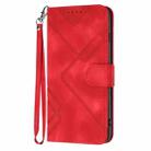 For iPhone 16 Pro Max Line Pattern Skin Feel Leather Phone Case(Red) - 2