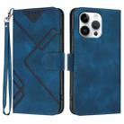 For iPhone 16 Pro Max Line Pattern Skin Feel Leather Phone Case(Royal Blue) - 1