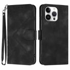 For iPhone 16 Pro Max Line Pattern Skin Feel Leather Phone Case(Black) - 1