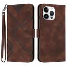 For iPhone 16 Pro Max Line Pattern Skin Feel Leather Phone Case(Coffee) - 1