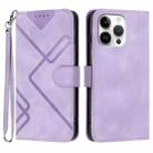 For iPhone 16 Pro Max Line Pattern Skin Feel Leather Phone Case(Light Purple) - 1