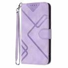 For iPhone 16 Pro Max Line Pattern Skin Feel Leather Phone Case(Light Purple) - 2