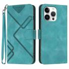 For iPhone 16 Pro Max Line Pattern Skin Feel Leather Phone Case(Light Blue) - 1