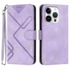 For iPhone 16 Pro Line Pattern Skin Feel Leather Phone Case(Light Purple) - 1