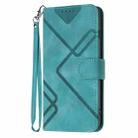 For iPhone 16 Pro Line Pattern Skin Feel Leather Phone Case(Light Blue) - 2